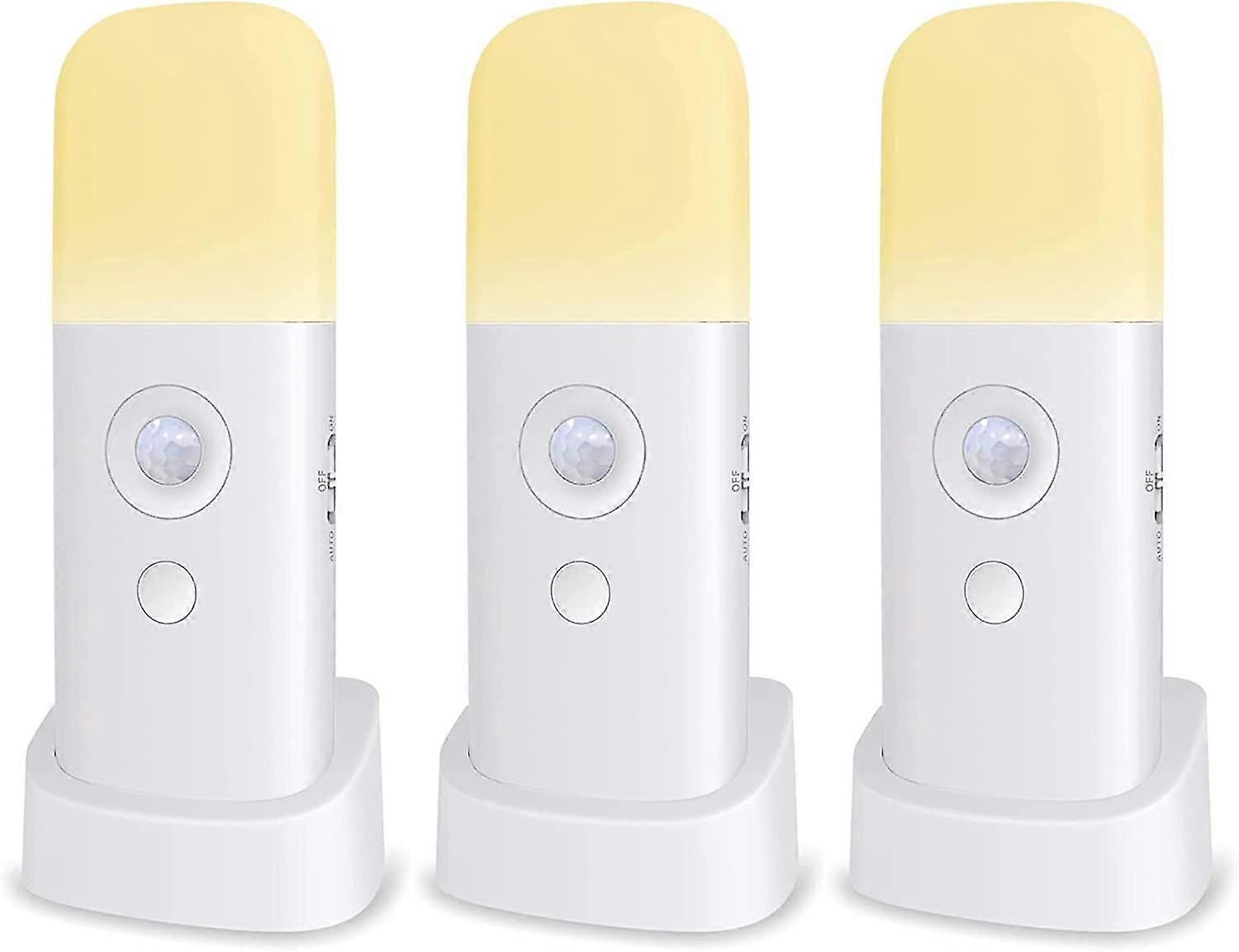 Kinderfreundliches Nachtlicht, Bewegungsmelderlampe, Einstellbare Helligkeit, Tragbar, Wiederaufladbar (3er-pack)