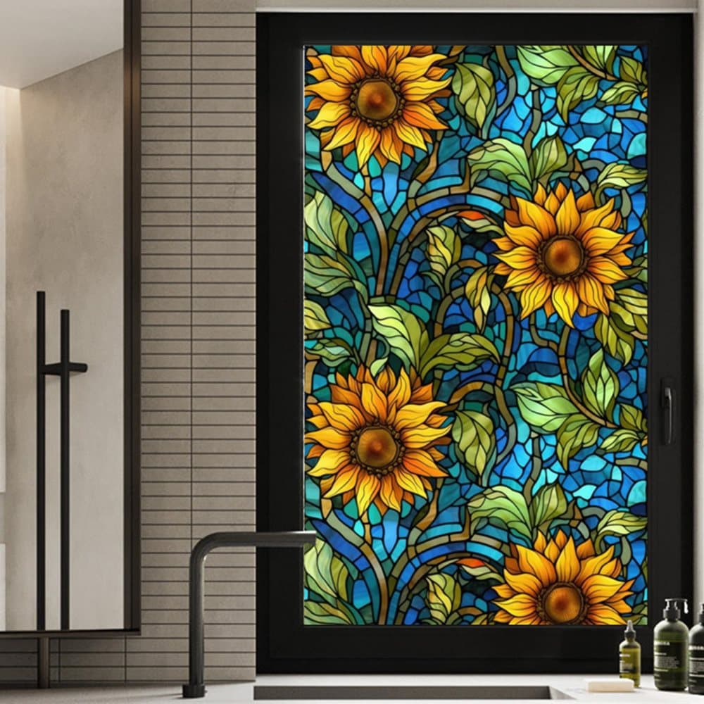 Sonnenblumen-fensterfolie – Sichtschutzfolie, Geeignet Für Badezimmer- Und Duschtüren (45 X 100 Cm), Uv- Und Hitzebeständig, Mit Strukturierter Glasoptik