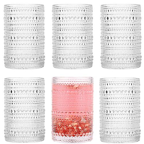 Bestickte Trinkgläser Mit Muster, 6er-set – 44 Cl (15 Oz) Saft- Und Wassergläser Im Vintage-stil Mit Prägung, Geeignet Für Küche Und Bar