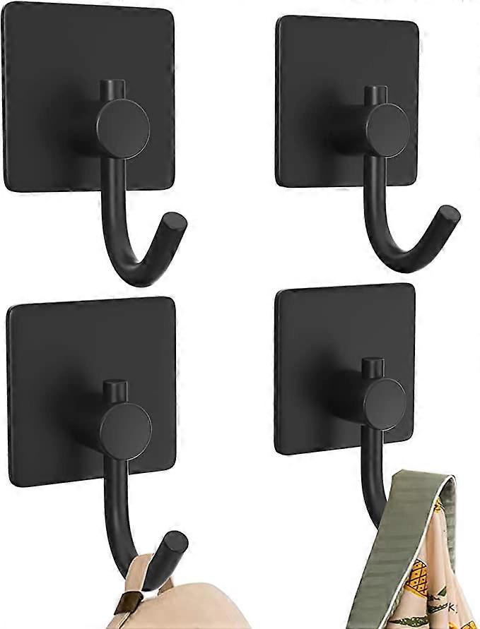 Selbstklebende Haken, Extra Starke Selbstklebende Wand- Und Türhaken, Geeignet Zum Aufhängen, Badezimmerhaken Und Schwarze Selbstklebende Haken Für Küche Und Flur, 4er-set