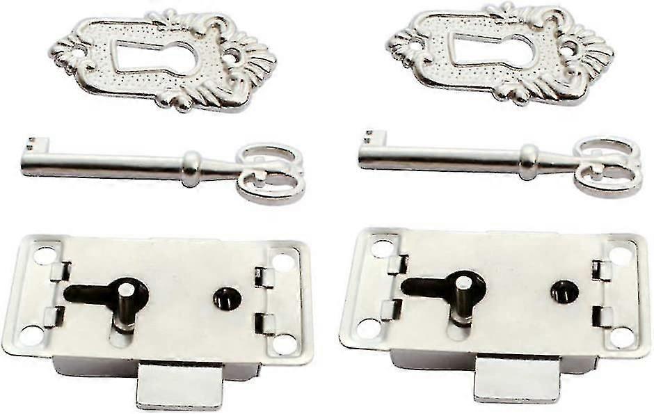 Set Aus 2 Möbelschlössern Im Antik-stil Mit Schlüssel Und Schrauben (silber) - Yujia
