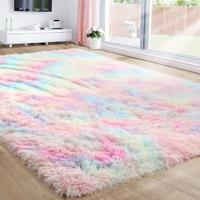 Einhorn-teppich 120x160 Cm, Pastellfarbener Teppich, Geeignet Als Kinderteppich, Aus Weichem Und Flauschigem Material