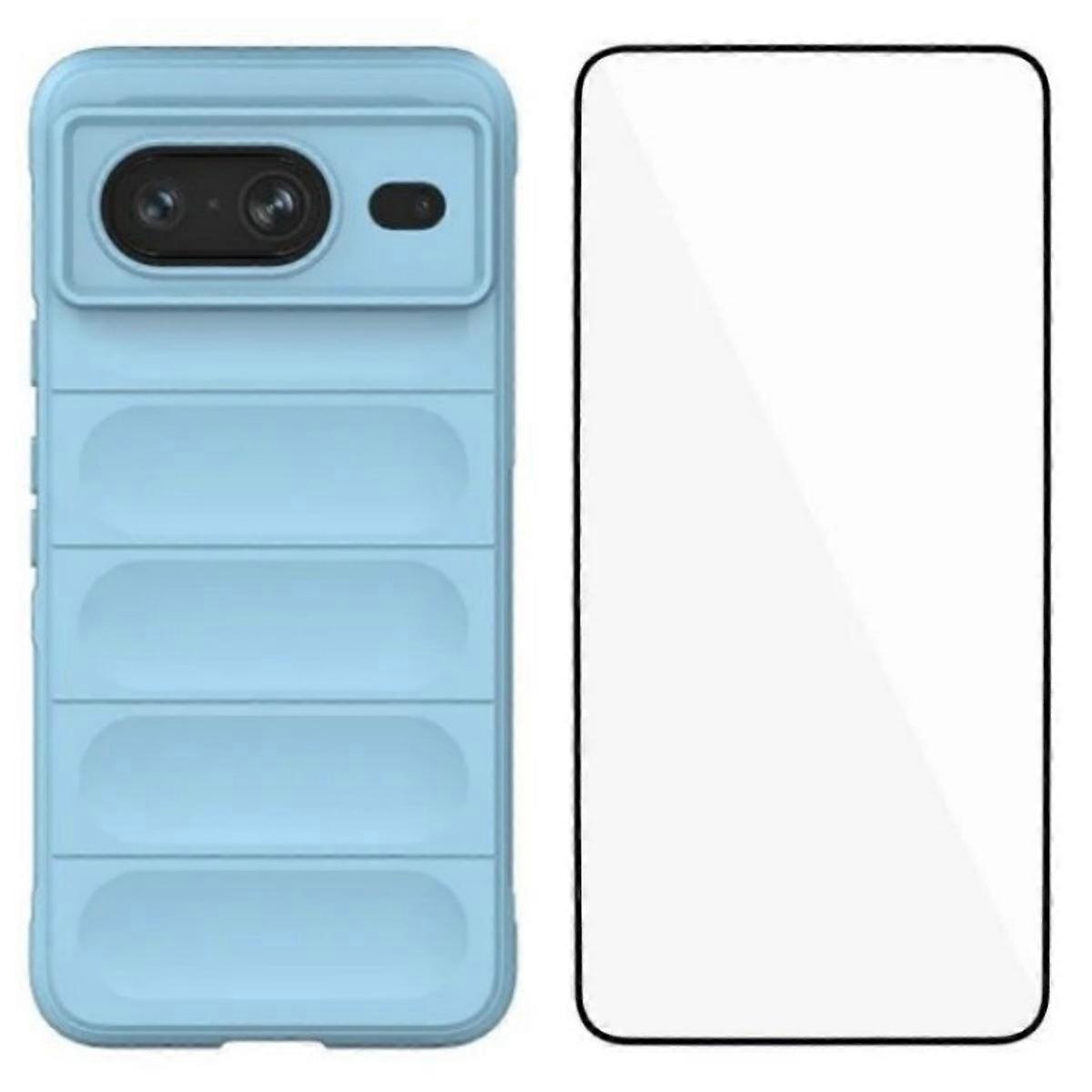 Wanlonfeng Hd Series Tpu-hülle Für Google Pixel 8, Rutschfest, Mit Gehärtetem Glas, Babyblau-mehrfarbig