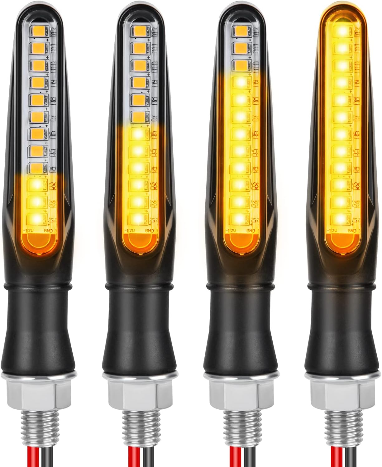Universeller Wasserdichter Motorradblinker, 12 V, Dynamischer Blinker (schwarz)