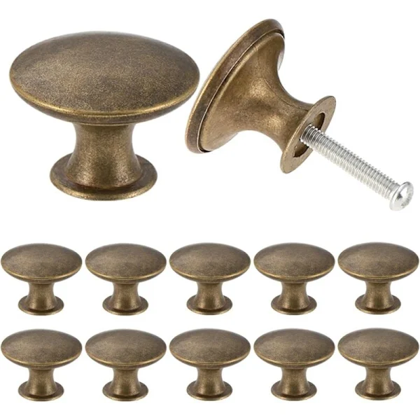 Set Aus 12 Runden Antiken Messingknöpfen Im Vintage-chic-stil, Passend Für Küchentüren (30 Mm).