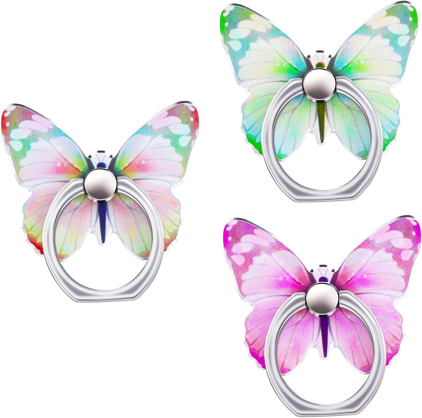 Set Mit 3 Schmetterlingsförmigen Halterungen, Kompatibel Mit Handyringen, Fingergriff Mit Schmetterlingsmuster, 360° Drehbare Handyhalterung, Fingergriff