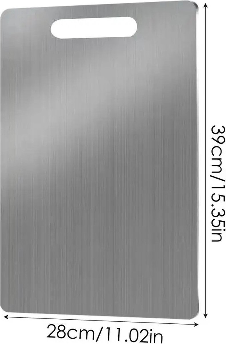 Schneidebrett Aus Titan Mit Griff, Hygienische, Porenfreie Oberfläche, Spülmaschinenfest, Ideal Für Fleisch, Gemüse, Obst Und Brot, Silberfarben, 40 X 28 Cm