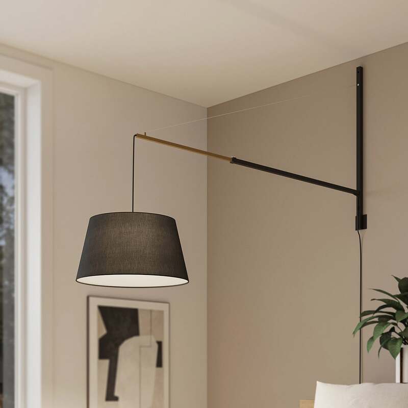 [gebraucht] B-ware Lucande Wandleuchte Beleza Led Wandlampe Ausziehbar Schwarz Gold 150cm Höhe