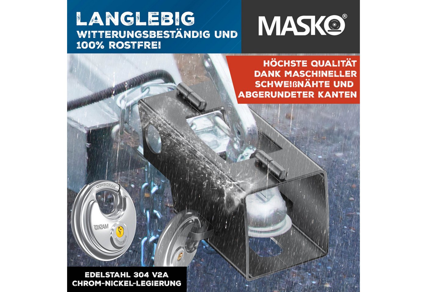 Masko® Anhängerschloss Für An-/abgekoppelte Anhänger, Diebstahlschutz – Anthrazit / Mit Scharnier Bild 4