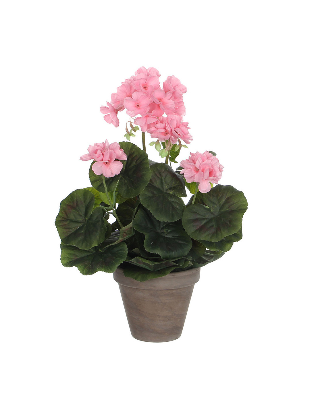 Künstliches Geranien In Rosa Farbe In Grauem Kunststofftopf