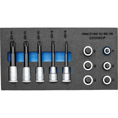 1500 CT1-INX 19 LK Satz Schraubendrehereinsätze 1/2" in Check-Tool-Modul