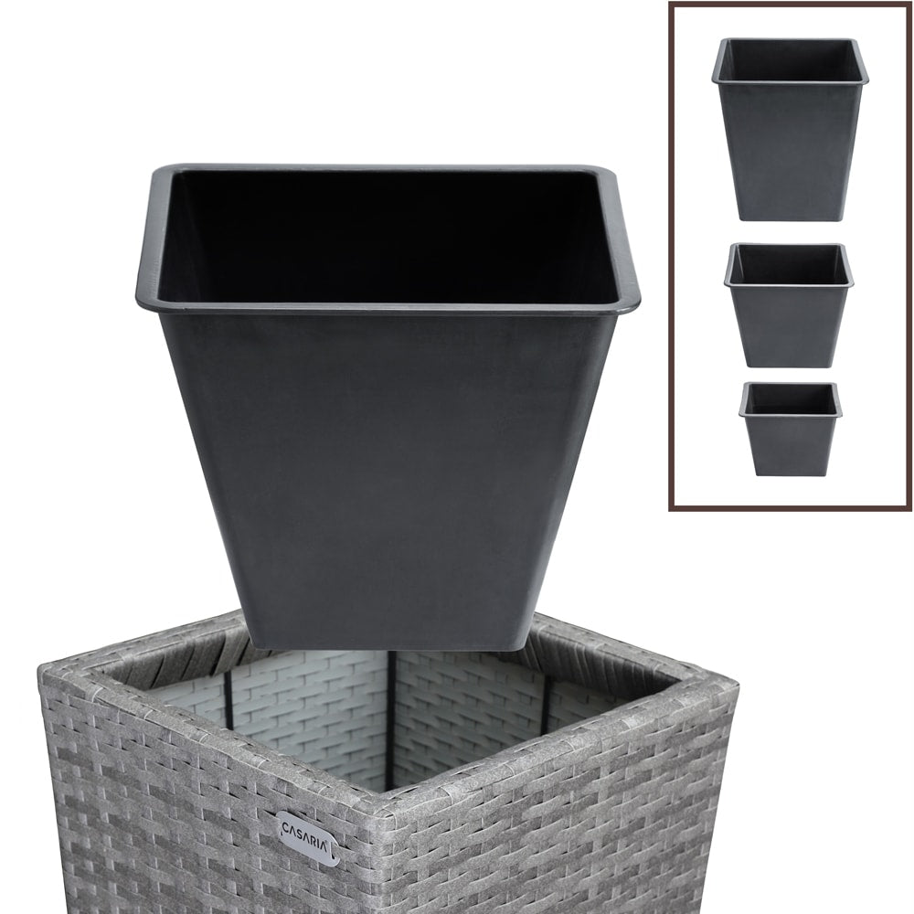 Rattan-pflanzgefäße, 3er-set - Für Drinnen Und Draußen, Grau