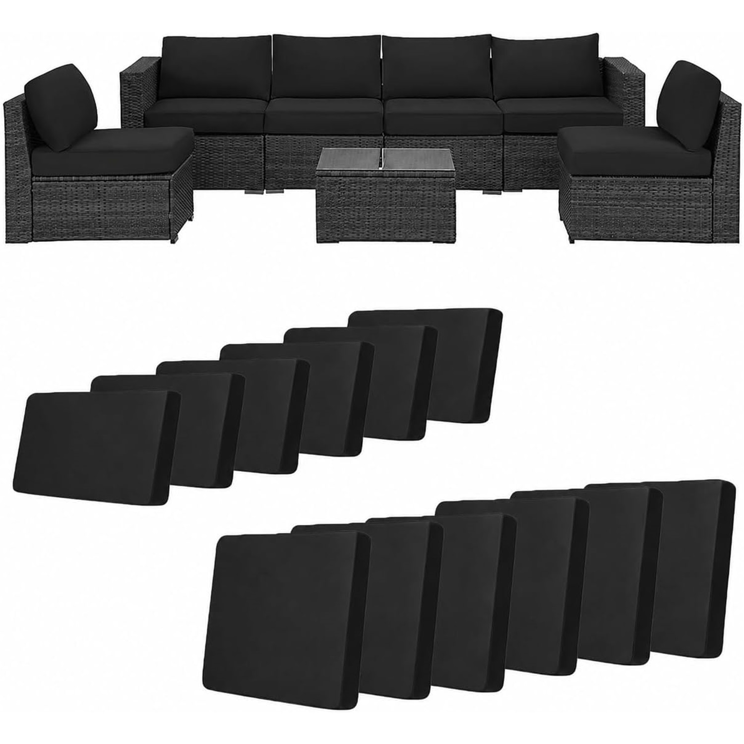 Sitzpolster Outdoor Bezüge Für Loungemöbel Ersatzbezug Sitzkissenbezug Gartenmöbel, Hochelastisch & Rutschfest Für Wohnwagen Polster Bezüge (12pcs)