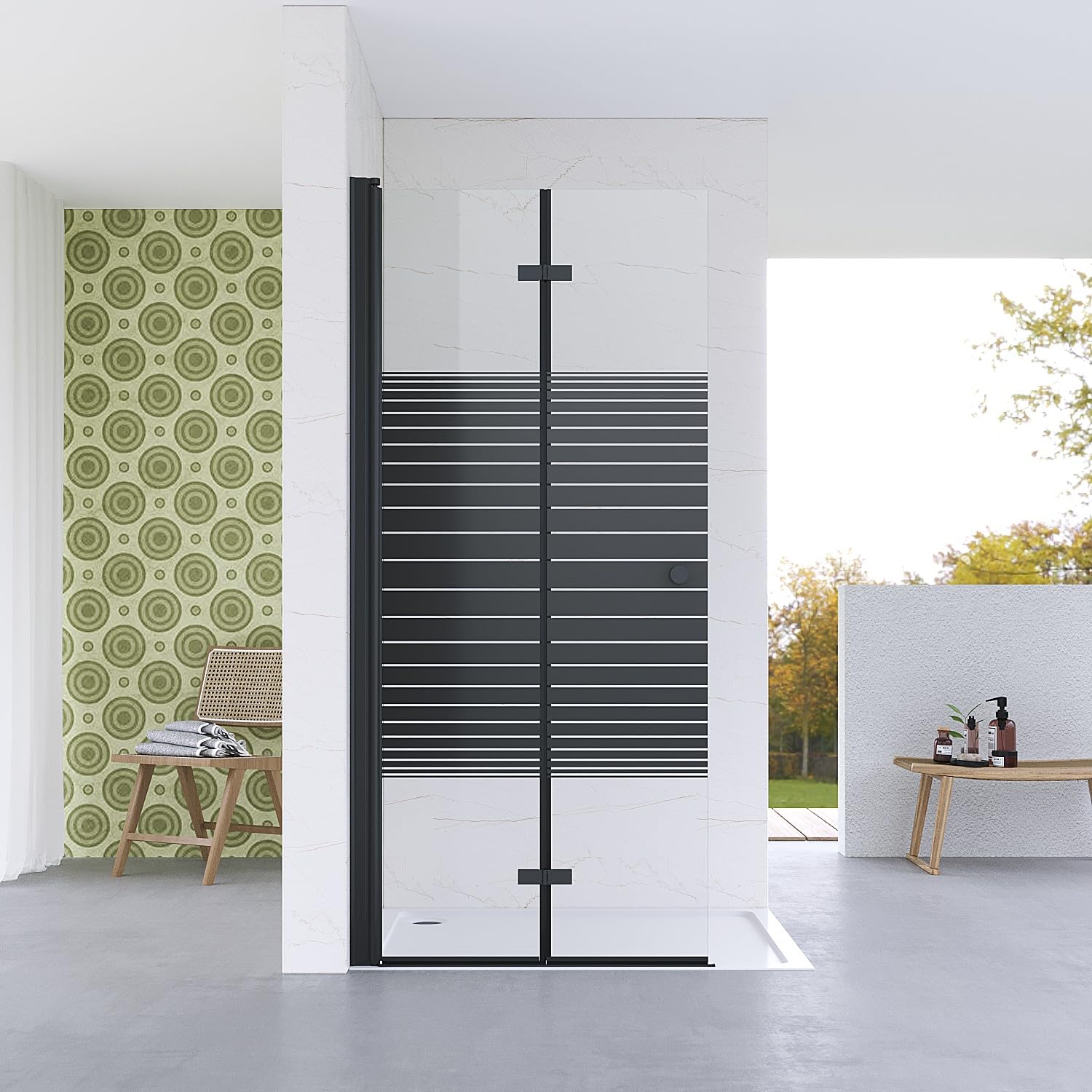 Walk-in Dusche Faltbare Duschwand 65x187cm Duschabtrennung Mit Drehfalttür Aus 5mm Esg-sicherheitsglas – Aqualavos Duschtrennwand
