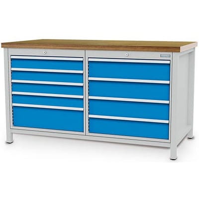 Kastenwerkbank Breite 1500 mm, R24-24, 9 x Schublade, Maße in mm (B x T x H): 1500 x 750 x 859