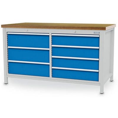 Kastenwerkbank Breite 1500 mm, R24-24, 7 x Schublade, Maße in mm (B x T x H): 1500 x 750 x 959