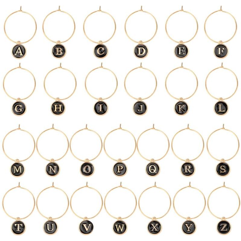 Set Mit 26 Buchstabenanhängern Für Weingläser, Perfekt Für Getränke, Partys, Cocktails Und Als Glasdekoration. Aus Kunstharz.
