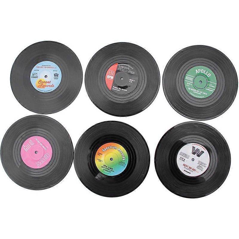 Silikonuntersetzer Im Retro-vinyl-stil, 6er-set, Cd-design
