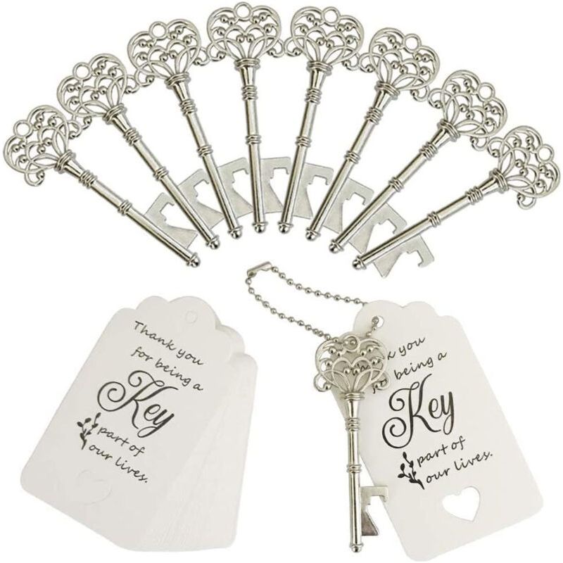 Set Mit 50 Schlüsselförmigen Flaschenöffnern, Antiksilber-finish