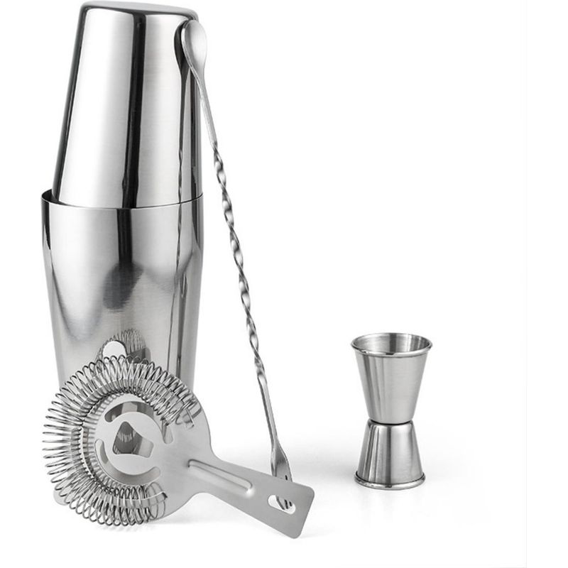Cocktailshaker - Boston Shaker 2-teiliges Set 700 Ml + 600 Ml - Edelstahl - Komplettes Barset Mit Rührlöffel - 4-teilig