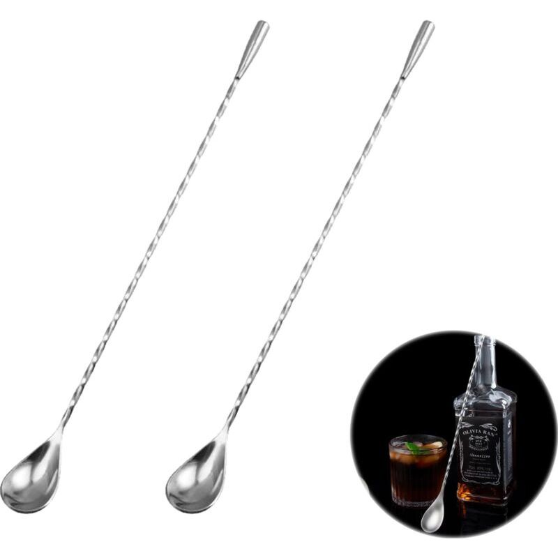 Cocktaillöffel Aus Edelstahl, Cocktailrührstäbchen Aus Edelstahl, Rührlöffel Aus Edelstahl, Kaffeerührstäbchen, 2 Rührlöffel, 30 Cm