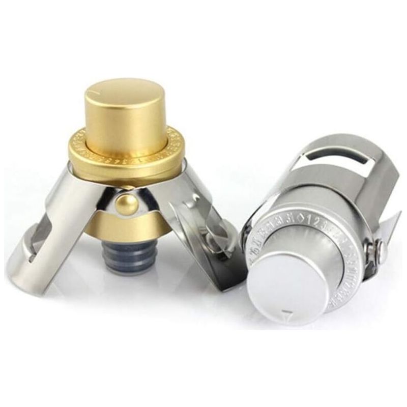Set Mit 2 Champagnerverschlüssen Mit Integriertem Drucksystem