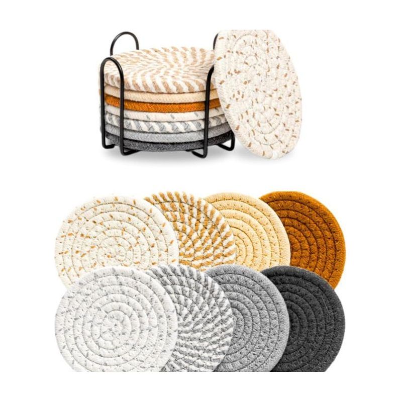 8er-set Untersetzer – Geflochtene Getränkeuntersetzer – Dekorative Untersetzer – Untersetzer Mit Halter – Untersetzer Für Kaffeebars