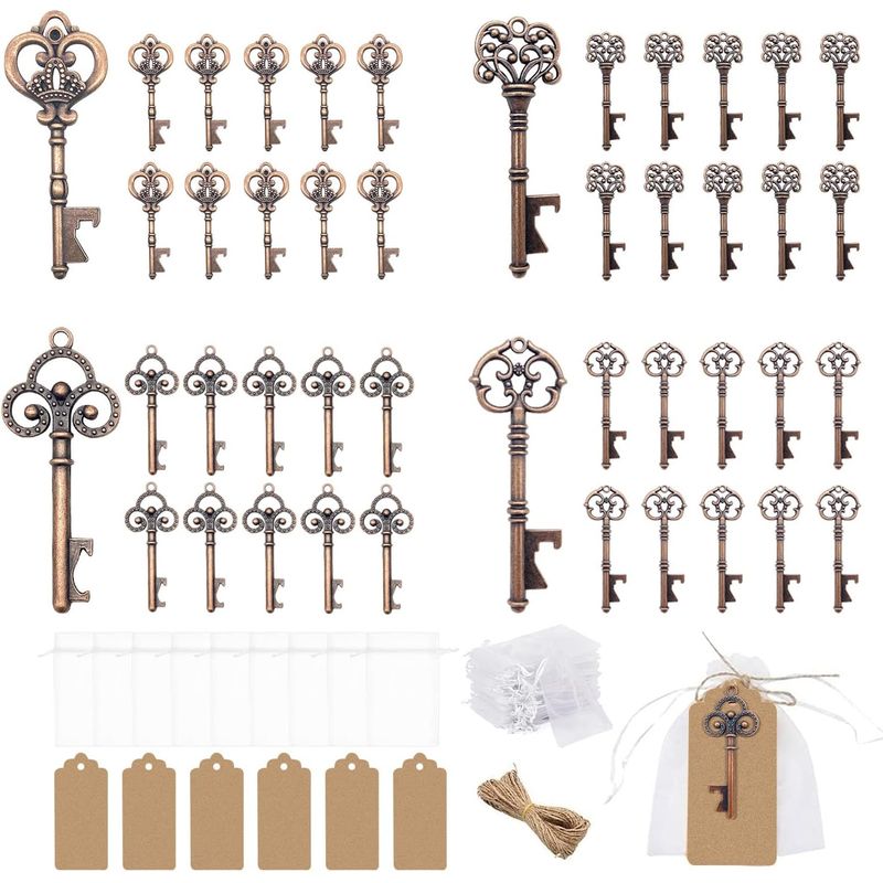 Flaschenöffner-set – 40-teilig – Vintage-bronze-design – Für Hochzeiten, Partys, Geburtstage – Gastgeschenk Mit Beutel Und Anhänger