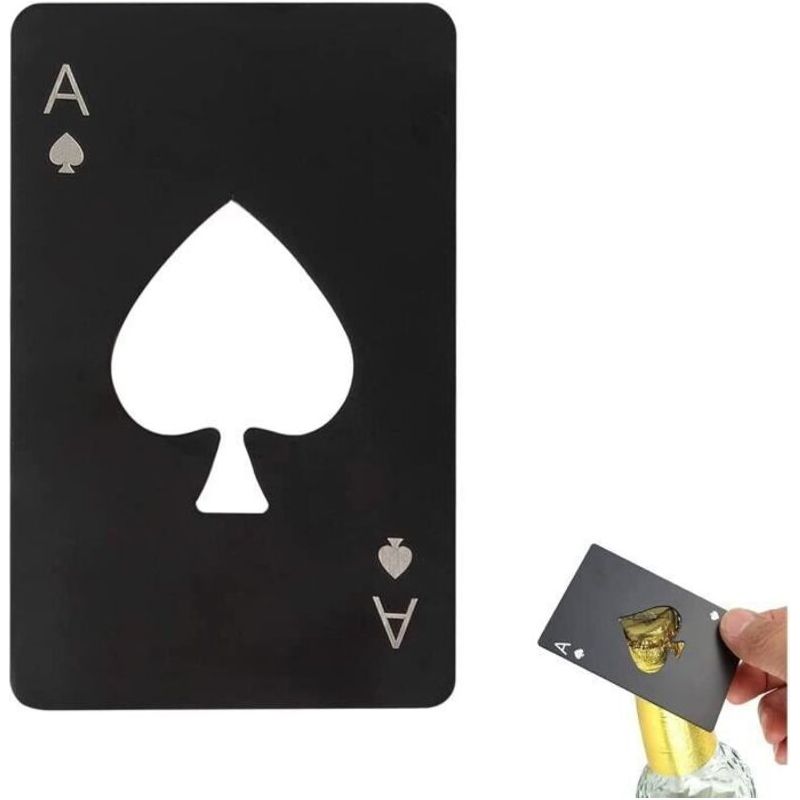 Set Mit 1 Flachen Flaschenöffner Aus Edelstahl, Casino-flaschenöffner, Flaschenöffner Aus Edelstahl In Form Einer Pokerkarte