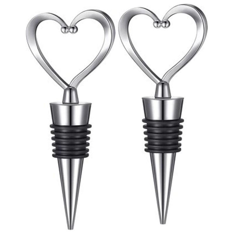 2er-set Weinflaschenverschlüsse – Edelstahl, Wiederverwendbare Weinverschlüsse In Herzform, Ideal Als Geschenk, Für Bar, Feiern Und Hochzeiten