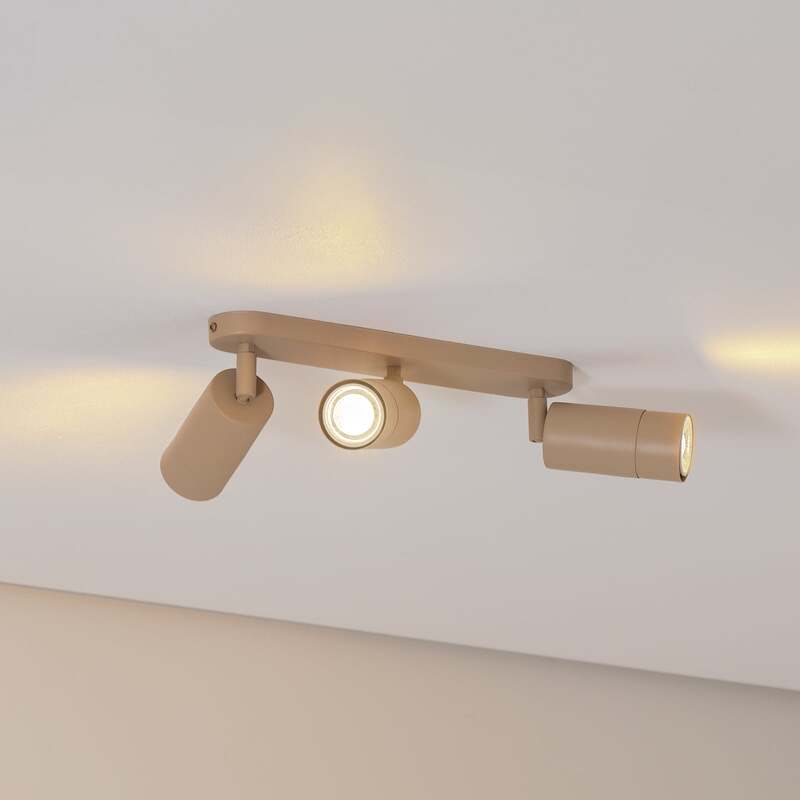[gebraucht] B-ware Deckenstrahler Link 3-flg Led Dimmbar Beige Stahl 33cm Für Wohnzimmer Leuchte