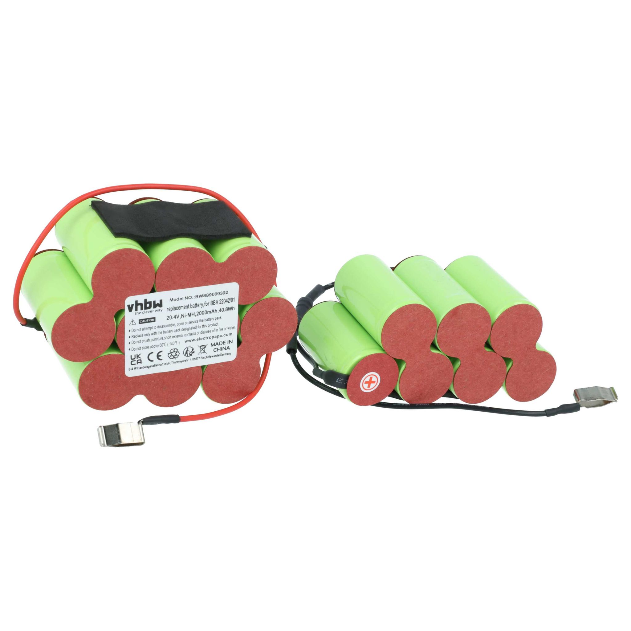 Vhbw Akku Kompatibel Mit Bosch Bbh22042/01, Bbh22041/01, Bbh22041 Für Bbh2rb20gb/01, Bbh22042, Kl5736ua33 Staubsauger (2 Ah, 20,4 V, Nimh)