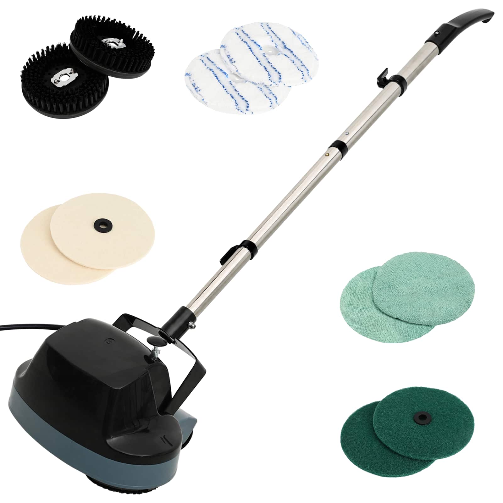 5-in-1 Doppelkopf-bodenschrubber & Polierer Schwarz Vidaxl