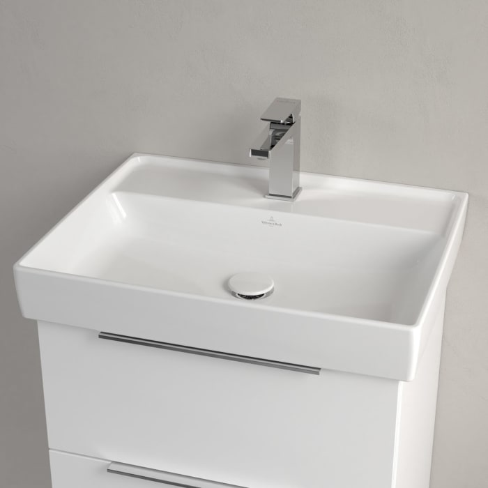 Villeroy & Boch Taro Waschtisch 60 Cm Mit Ceramicplus Beschichtung, 1 Hahnloch, Ohne Überlauf