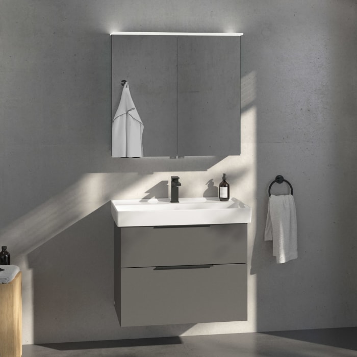 Villeroy & Boch Taro Waschtisch Mit Unterschrank Und Led-spiegelschrank 80 Cm