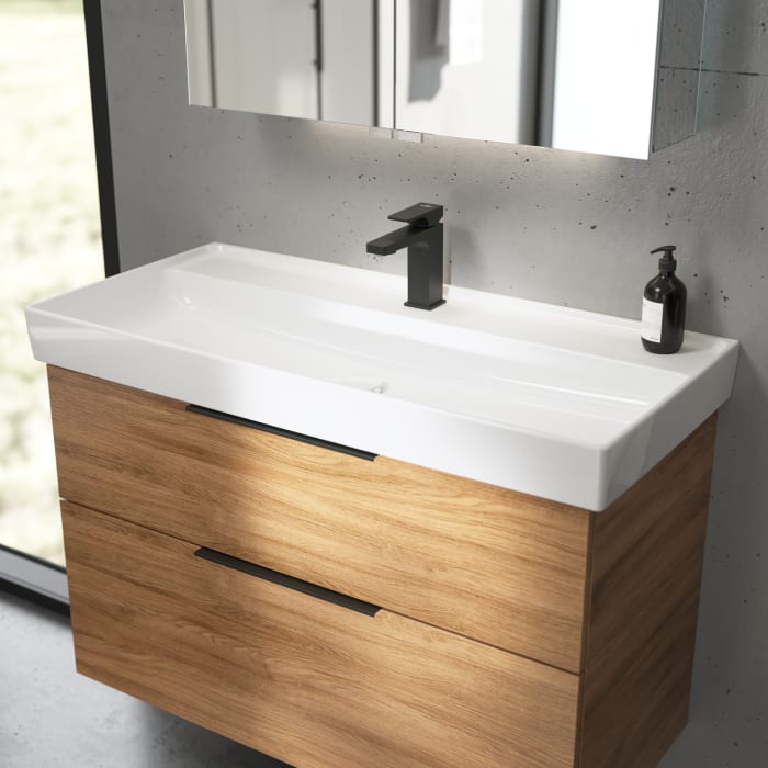 Villeroy & Boch Taro Waschtisch 100 Cm Mit Ceramicplus Beschichtung, 1 Hahnloch, Ohne Überlauf