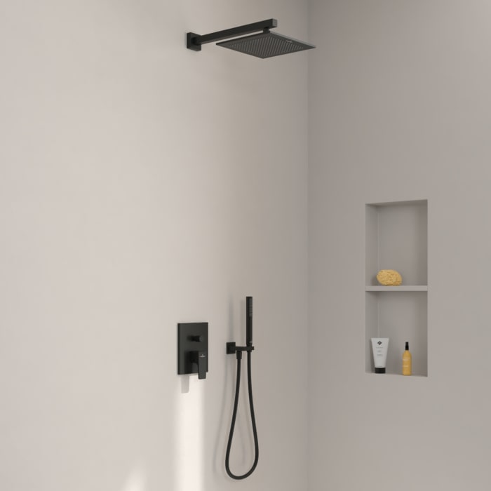 Villeroy & Boch Taro Duschsystem Mit Brausehalter, Stabhandbrause Und Up-einhebel-armatur