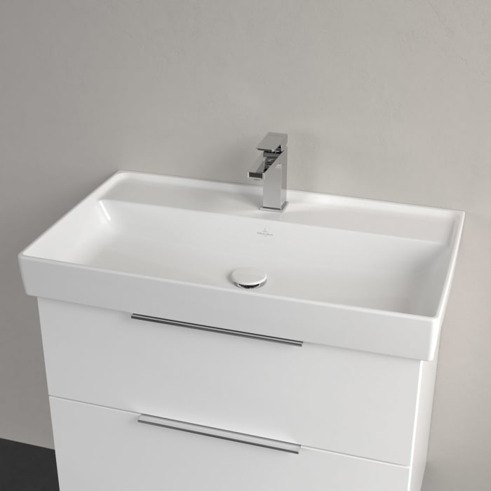 Villeroy & Boch Taro Waschtisch 80 Cm Mit Ceramicplus Beschichtung, 1 Hahnloch, Ohne Überlauf