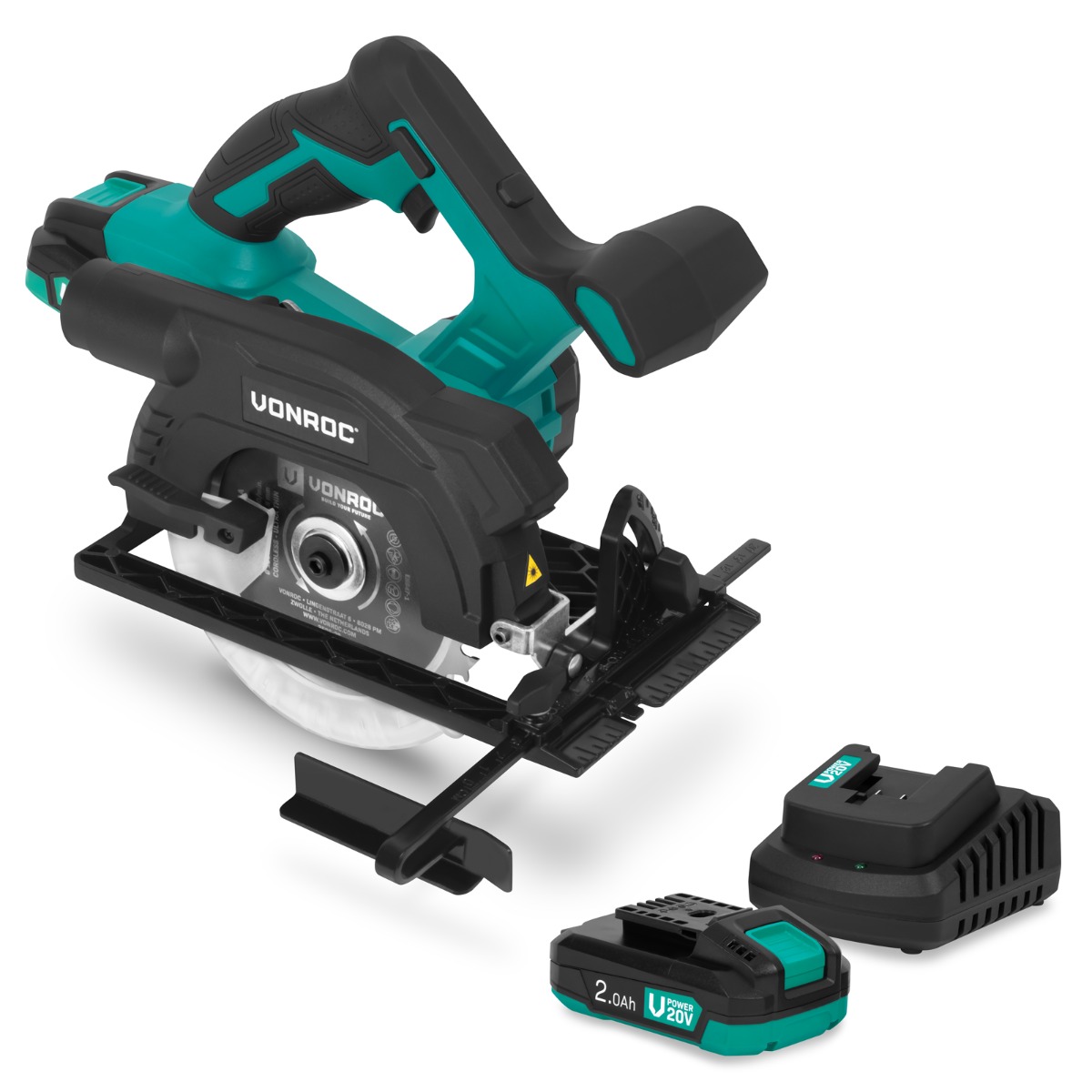 Vonroc - Akku-handkreissäge 20v 150mm Mit 2x 2,0ah Akkus Und Schnellladegerät