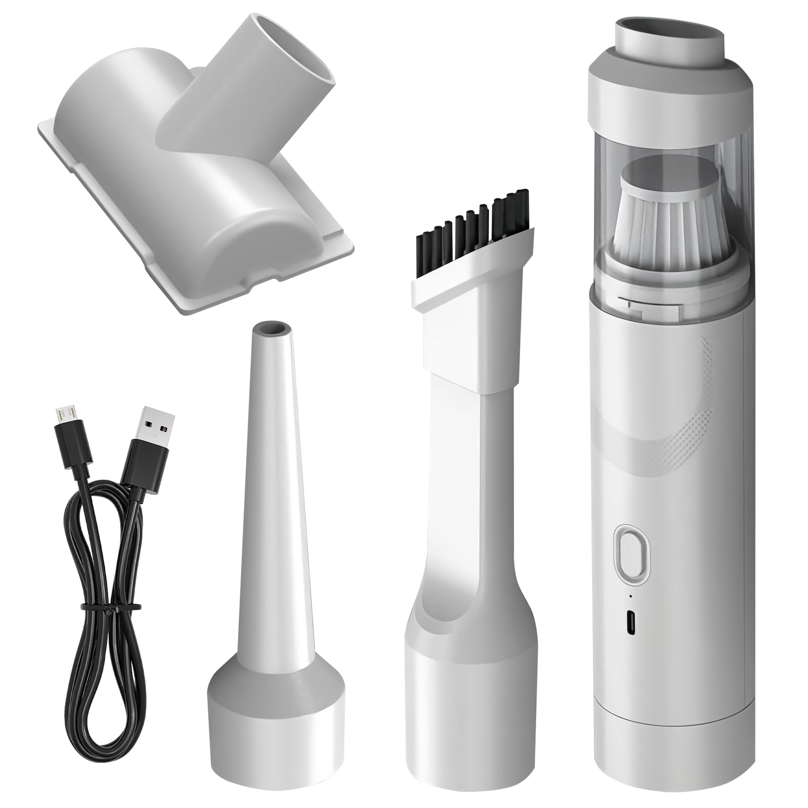 Kabelloser Staubsauger, 19.000 Pa Mit Usb-c-schnellladefunktion, Tragbar, Leicht Und Multifunktional, Mit 2 Geschwindigkeitsstufen, Ideal Für Auto, Büro Und Tastaturen.