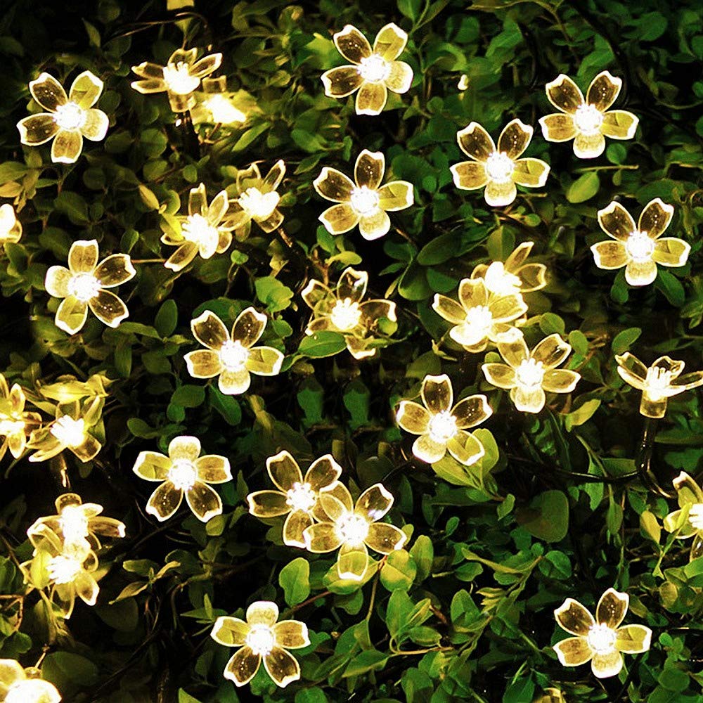 Solarbetriebene Led-lichterkette In Blumenform, 6,5 M, Warmweiß, Wasserdicht Ideal Für Die Gartendekoration Sowie Für Hochzeiten, Weihnachten Und Partys.