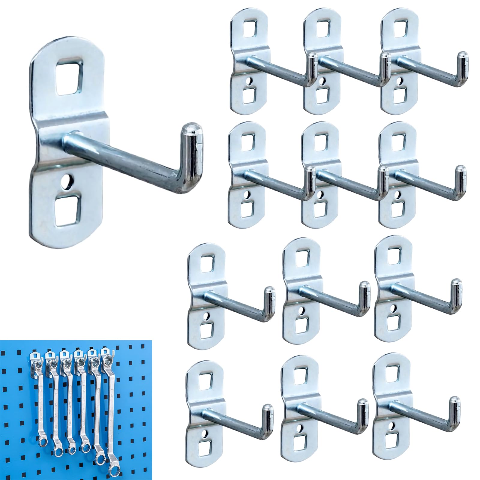 Supermarkt-lochwandhaken (12er-pack), Robuste 50-mm-haken Für Vierkantlöcher, Wandhaken Für Lochwände (supermarkt, Garage, Einzelhandel)