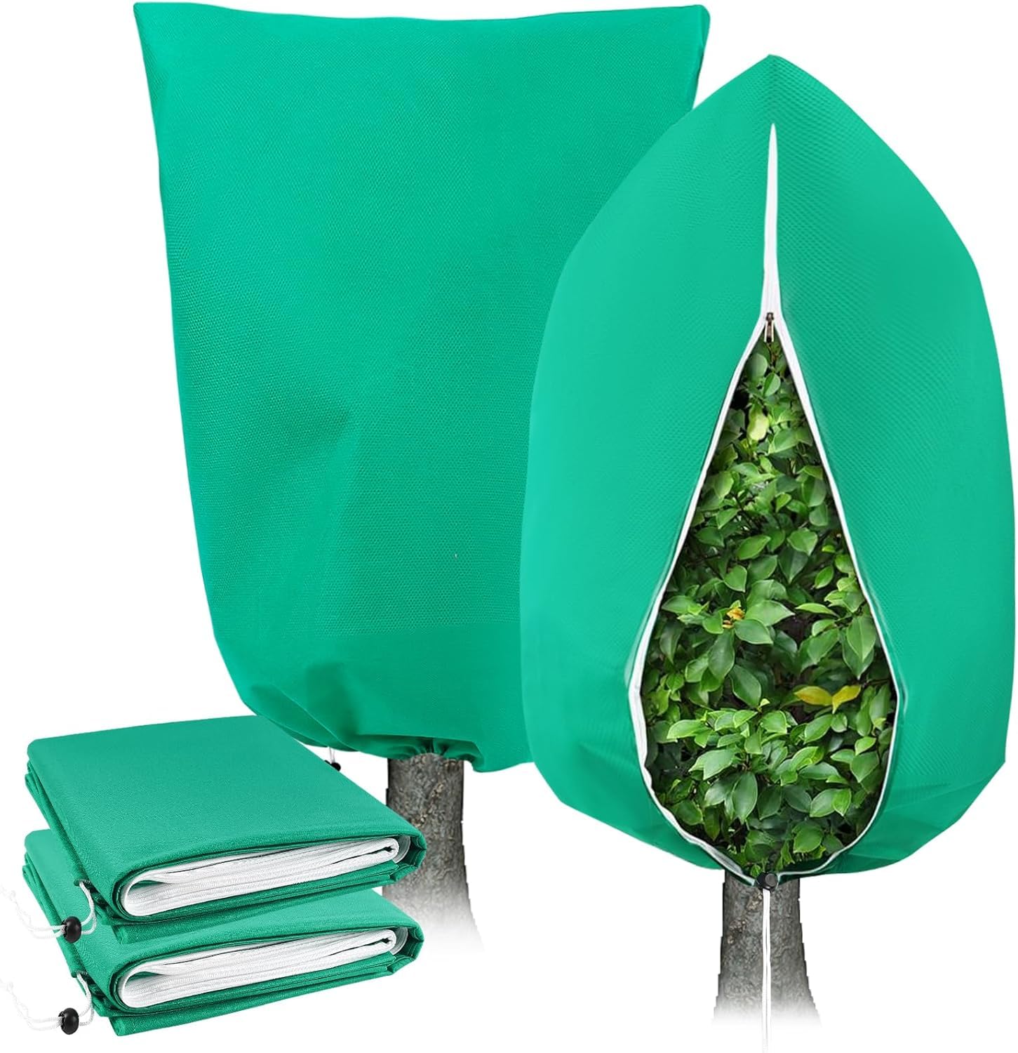 Set Mit 2 Pflanzenschutzhüllen (80 Cm X 120 Cm) – Große Winterschutzhüllen Gegen Frost, Mit Verschluss Und Kordelzug, Für Sträucher Im Freien.