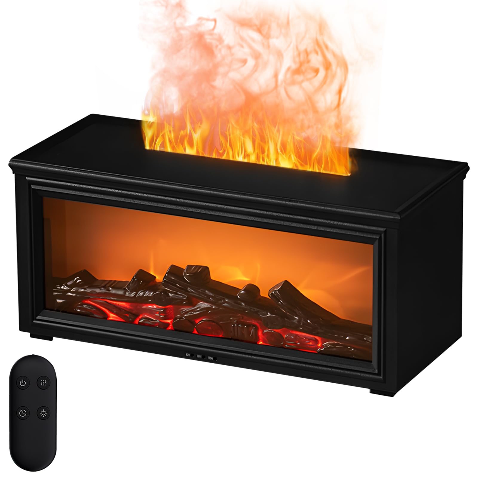 Ferngesteuerter Duftöl-diffusor Im Kamin-design Mit 7-farbigem Flammeneffekt – Aromatherapie-luftbefeuchter, 280 Ml – Automatische Abschaltung