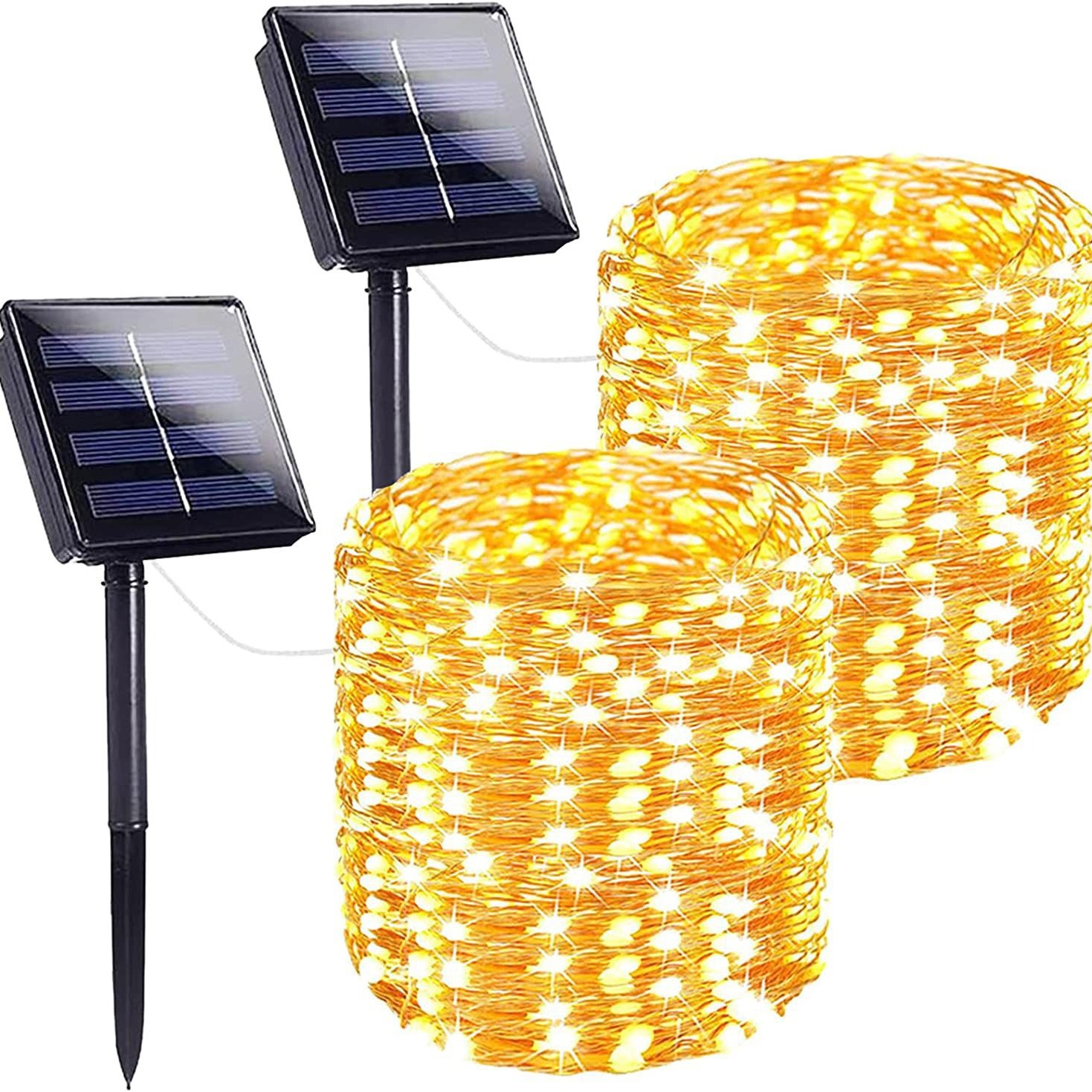 Solarbetriebene Lichterkette Für Den Außenbereich, 2 X 12 M, 100 Warmweiße Leds [energieklasse G]