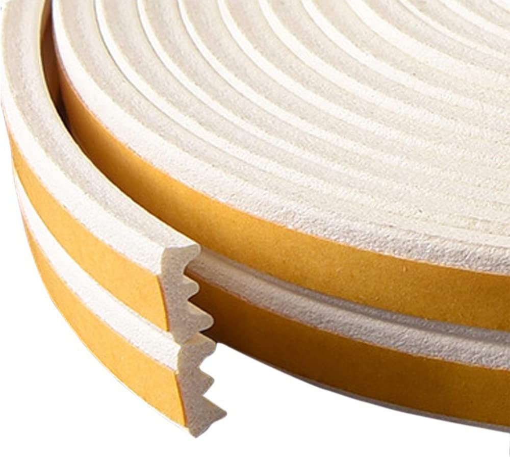 Selbstklebende Türdichtung Aus Gummi Im E-profil (20 M) – Schalldämmung, Aufprallschutz Und Zugluftabdichtung Für Türen Und Fenster – Weiß