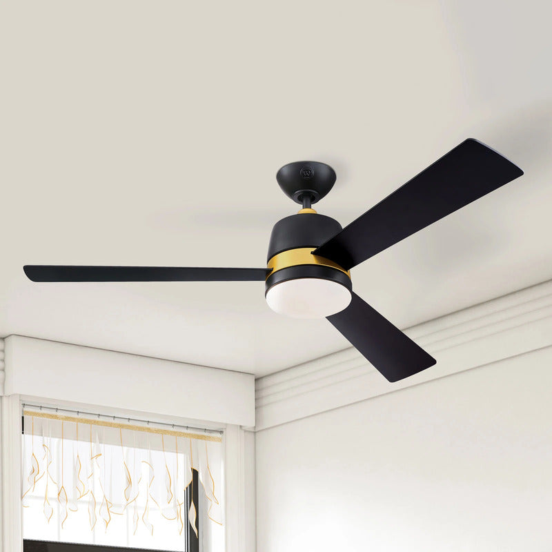 [gebraucht] B-ware Westinghouse Deckenventilator Tristan Schwarz Matt Holz Mit Beleuchtung 132cm