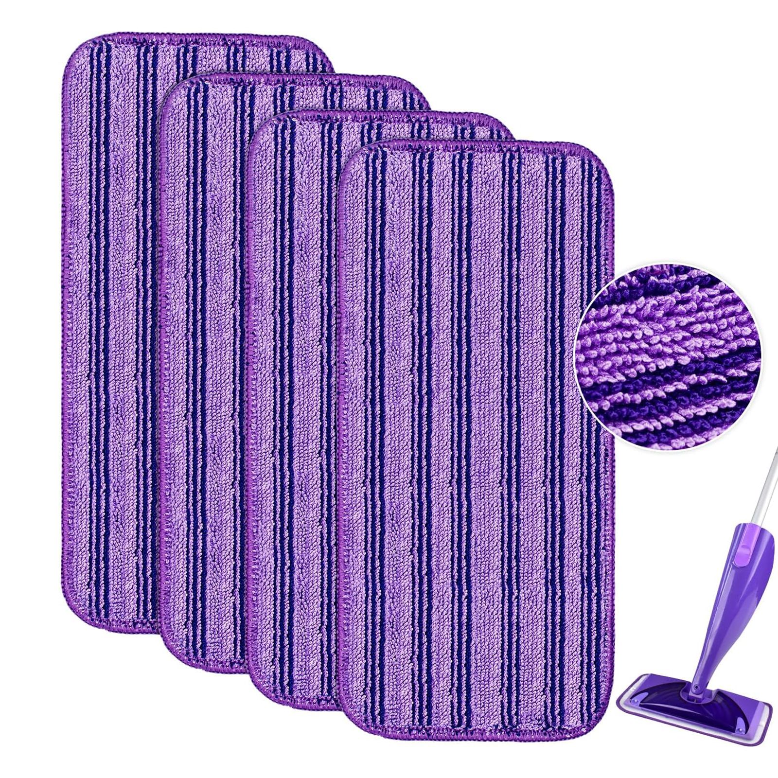 Set Mit 4 Wiederverwendbaren Kationischen Wischmopp-pads – Geeignet Für Den Swiffer Wetjet Und Die Meisten 10-, 11- Und 12-zoll-sprühmopps M