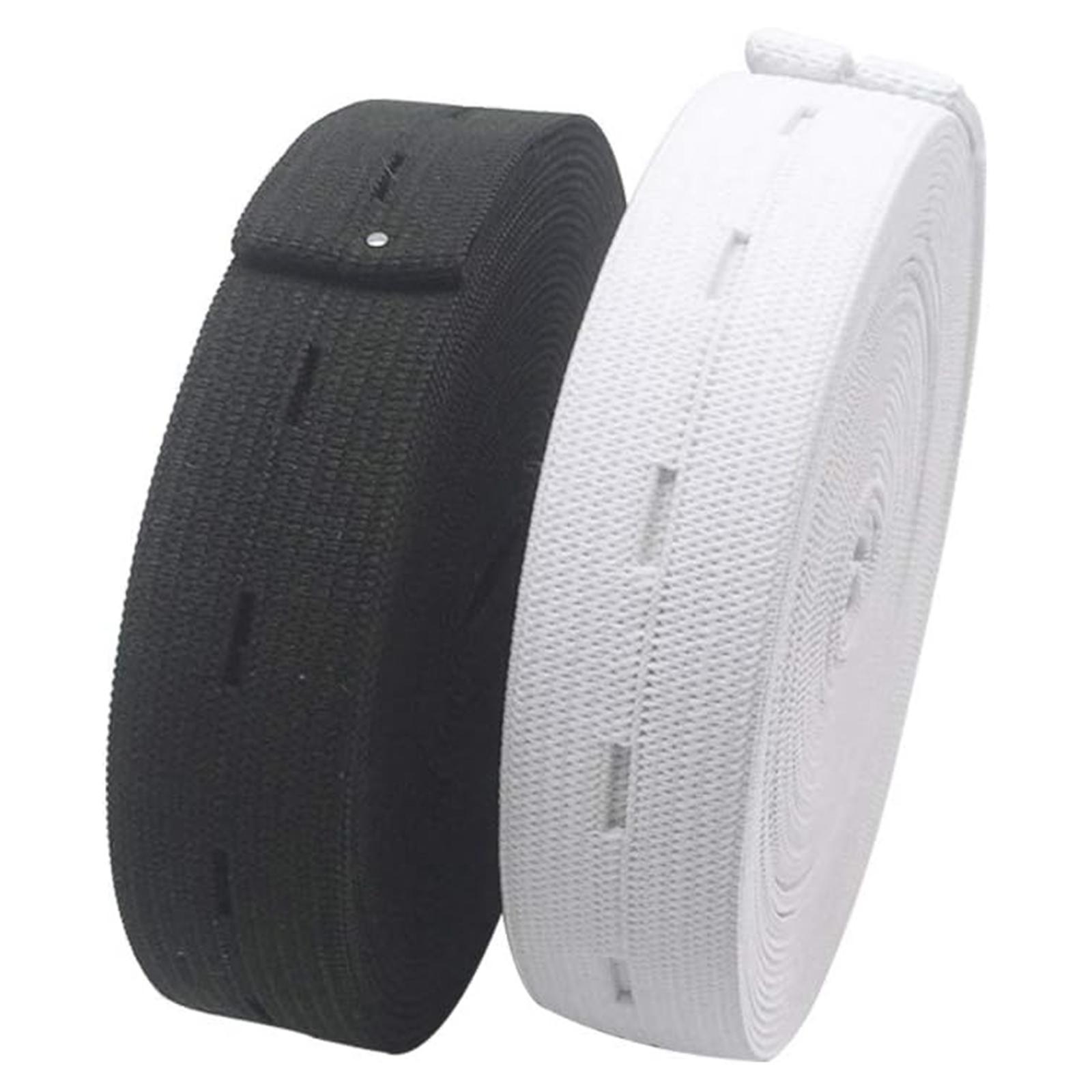 Packungen Gummibänder Auf Einer Rolle - Gummiband Zum Nähen - Elastischer Bund - Elastische Kordel Mit Knopfloch (weiß Und Schwarz)