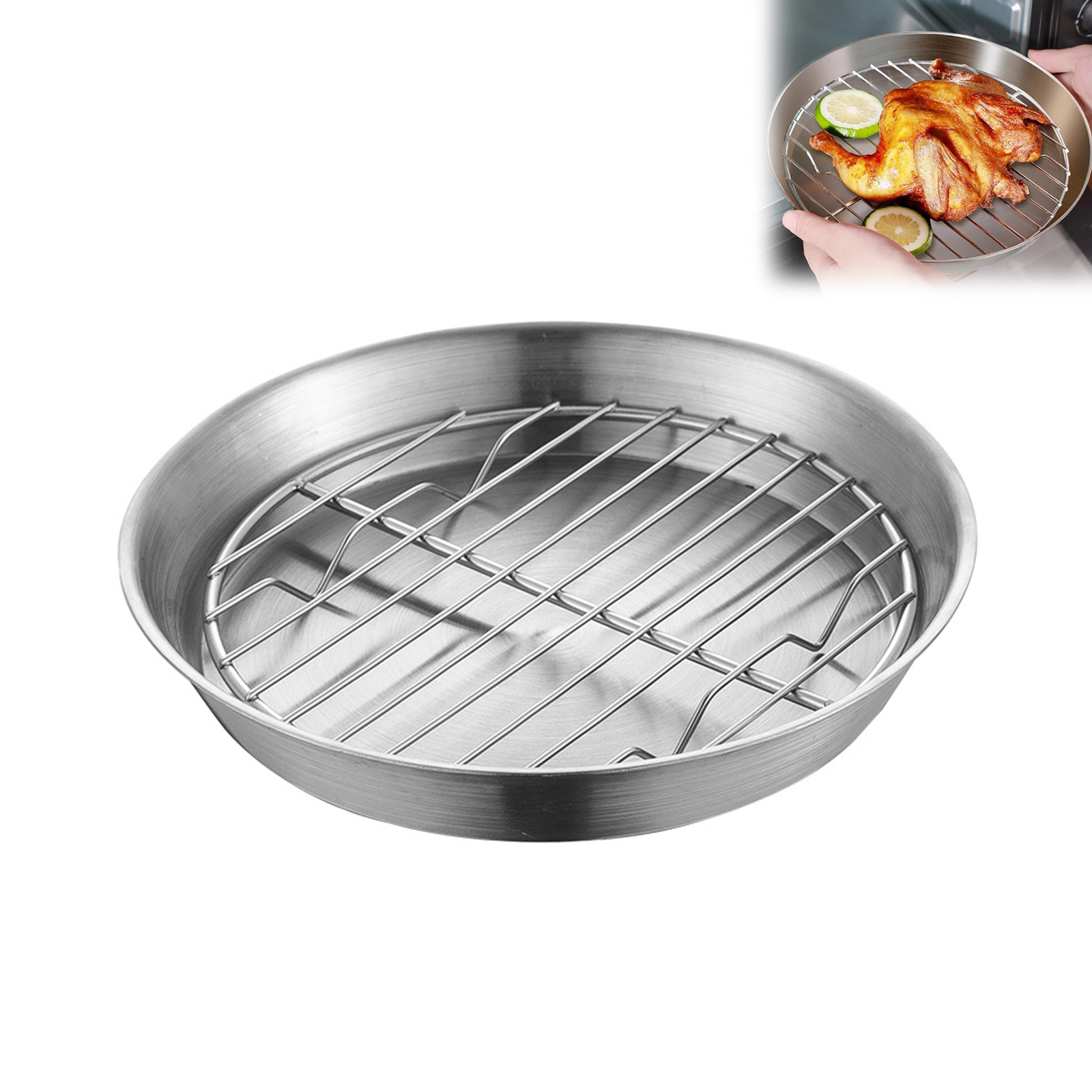 Set Aus Edelstahl-backrost Mit Abtropffunktion Und Backblech Für Kekse - Leicht Zu Reinigen - Kompakter Ofenrost - Drahtrost Zum Backen Und